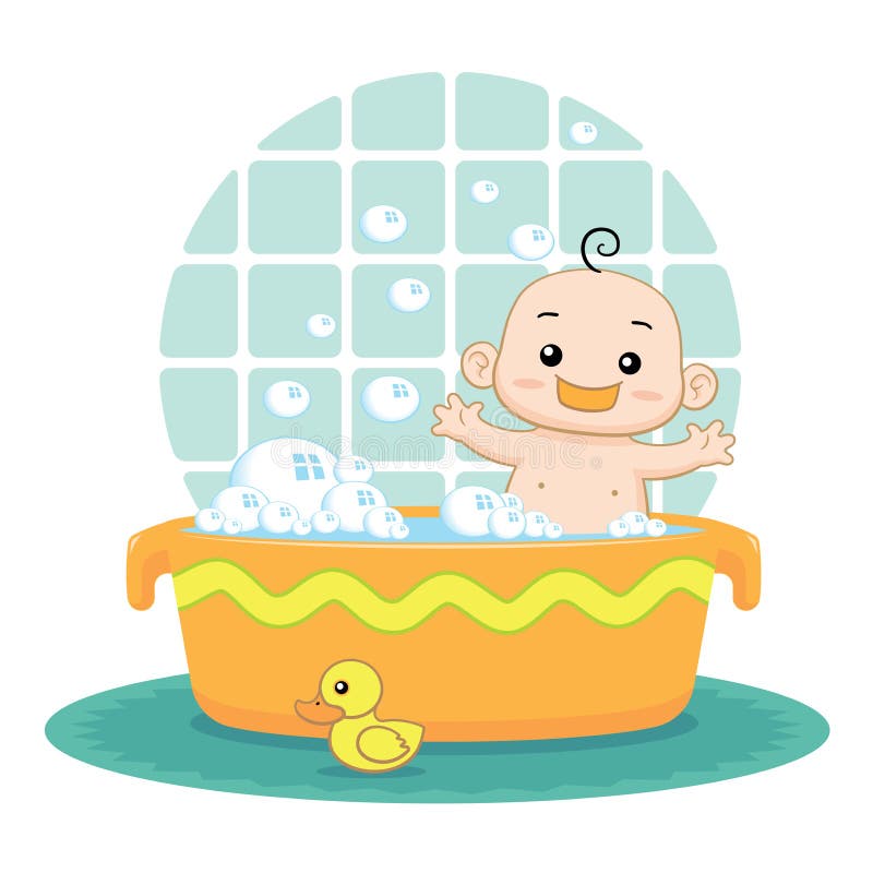 Baby taking bubble bath stock vector. Illustration of clean - 22137249