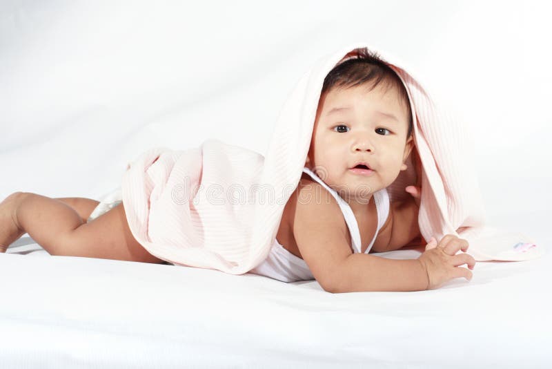 Baby under a blanket stock image. Image of covered, adorable 2691445