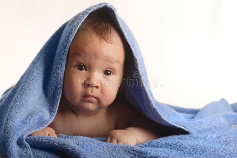 Baby under towel stock image. Image of care, cute, happiness 13831227