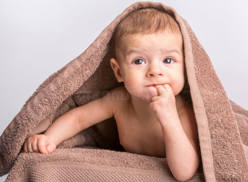 Baby under towel stock photo. Image of little, girl, beautiful 50242326