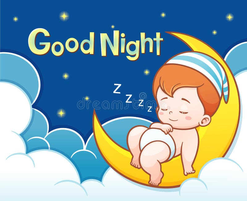 Baby sleeping stock vector. Illustration of star, moon - 5862879