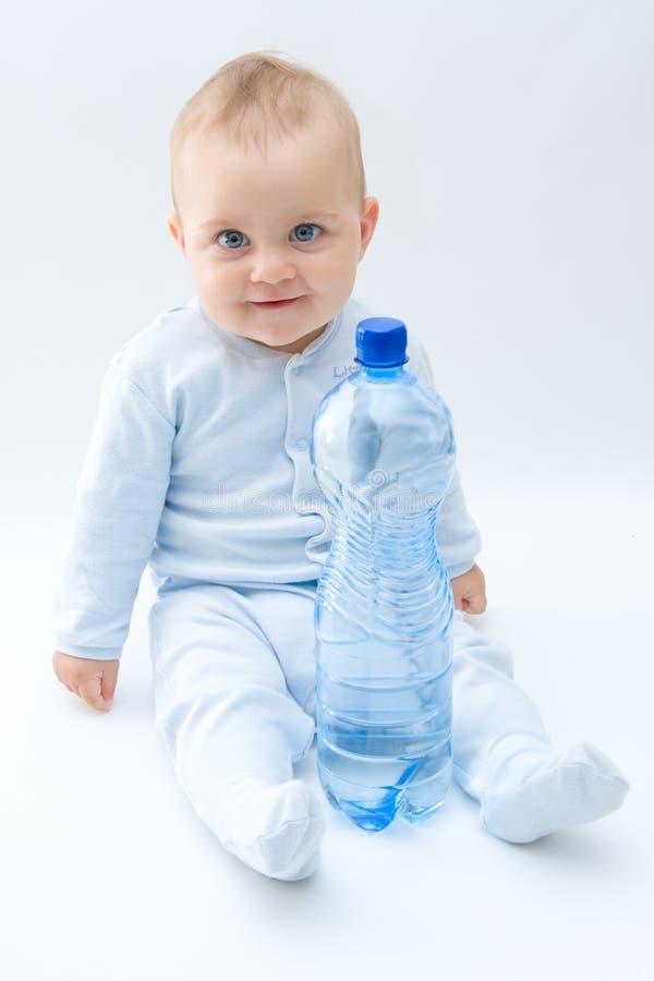 Baby and water stock image. Image of bottles, adorable 6744449