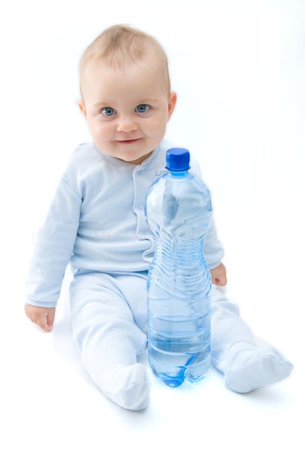 Baby and water stock image. Image of mineral, aqua, little 6701107