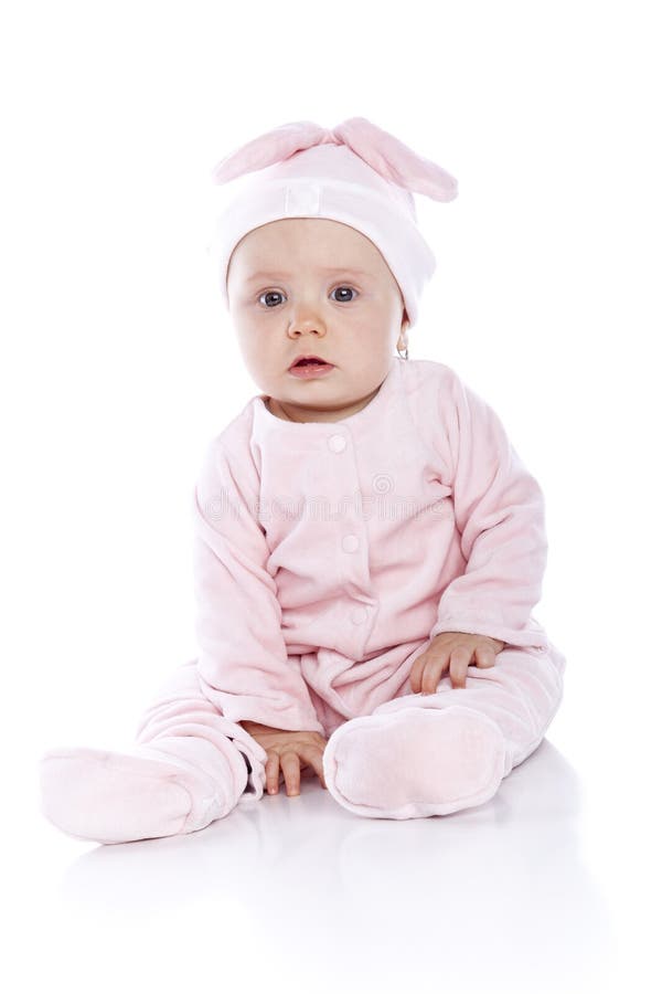 Baby Wearing Bunny Suit Isolated Stock Image Image of care, baby