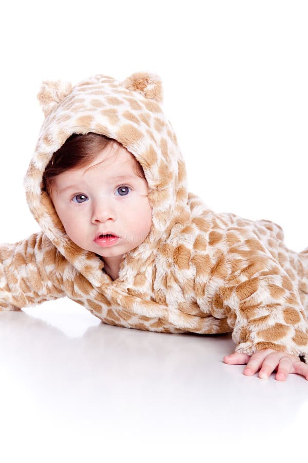Baby wearing tiger suit