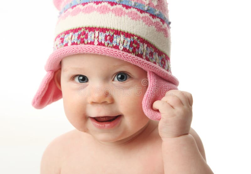 Baby wearing winter hat stock photo. Image of dress, knit 20119348
