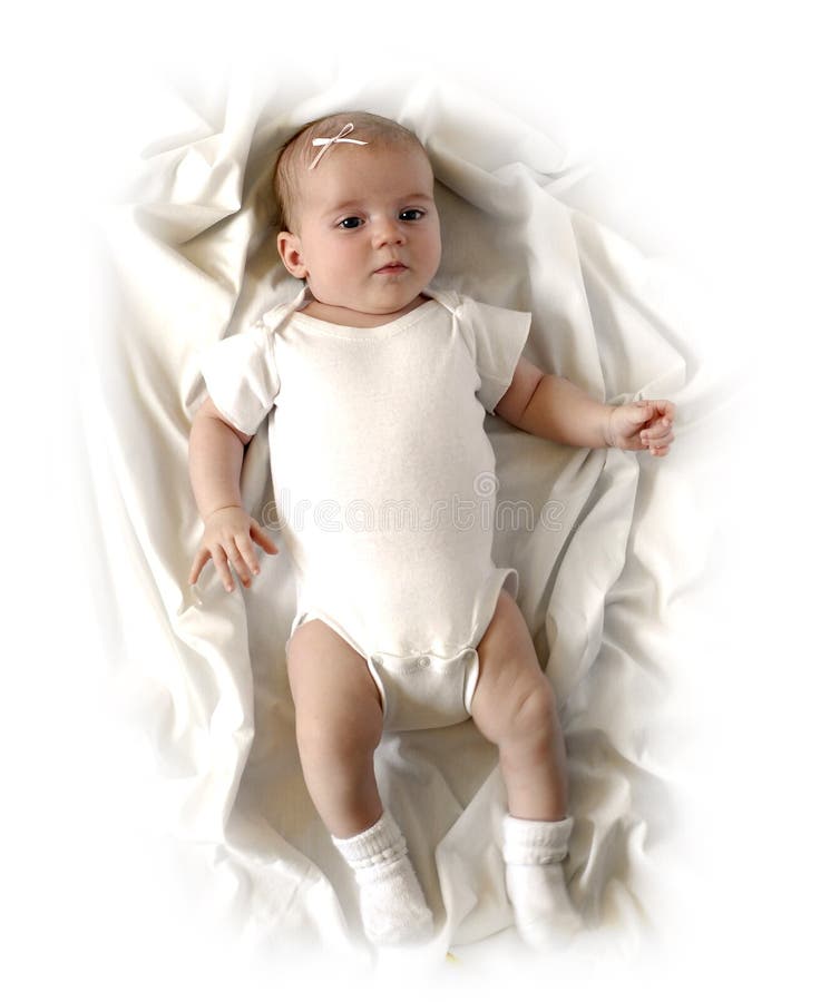 Baby On White Blanket Stock Image Image Of Blanket Cute 8478647