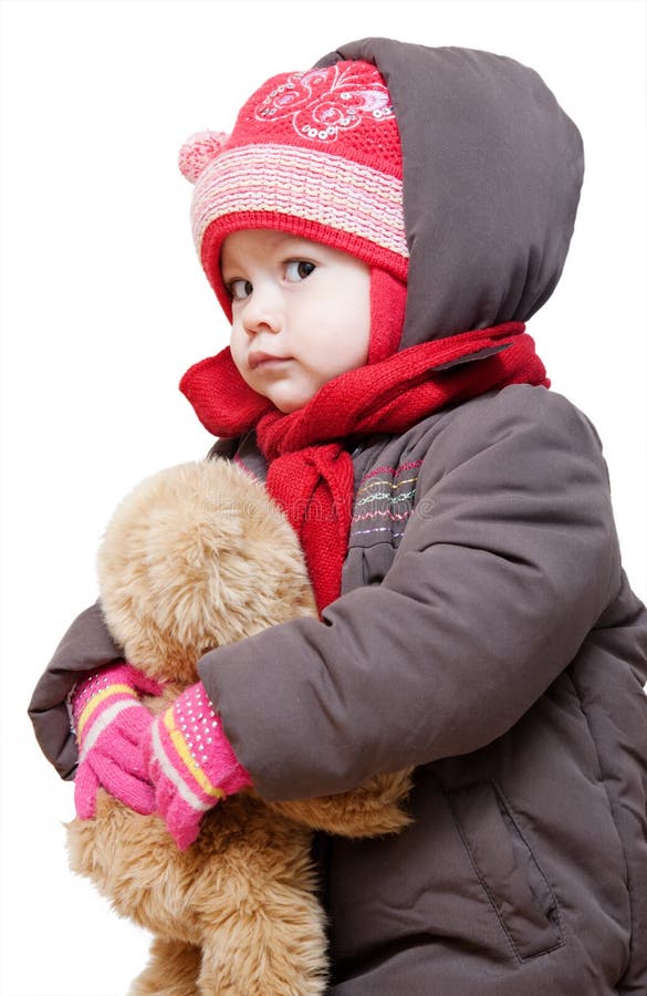 Baby In Winter Clothes On A White Background Stock Photo Image 27811996