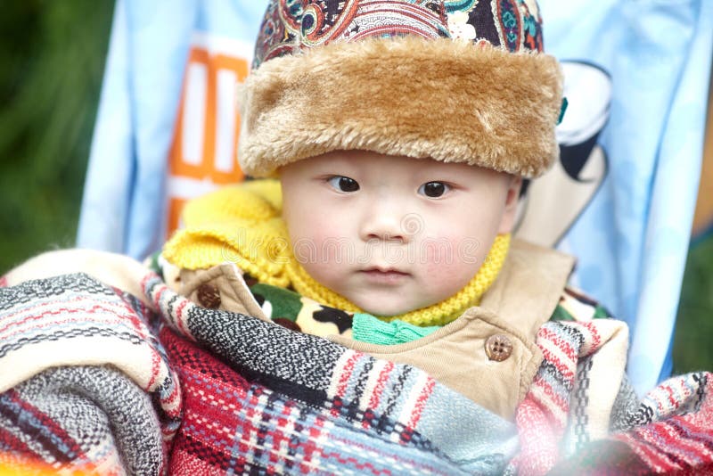 Baby boy in winter stock photo. Image of attractive, child 48095630