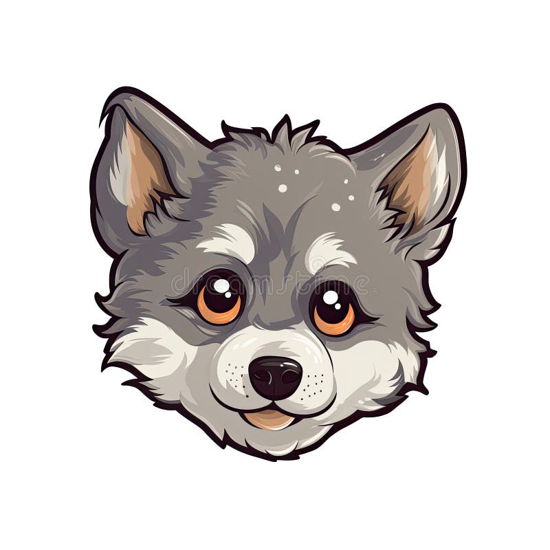 Cartoon wolf face clipart. Free download transparent .PNG