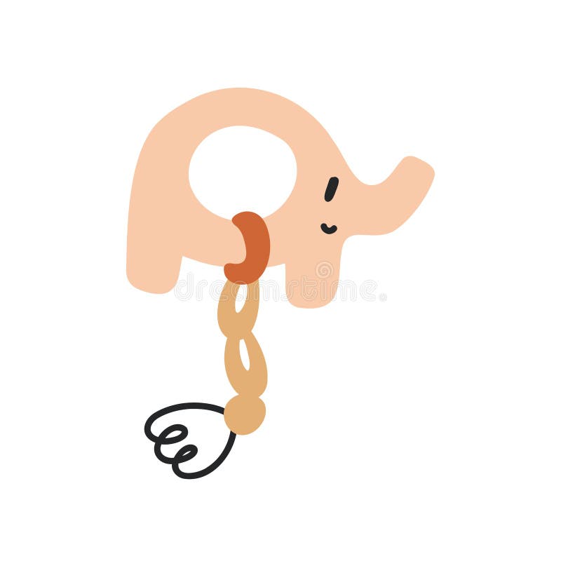 Baby wooden rattles elephant stock illustration