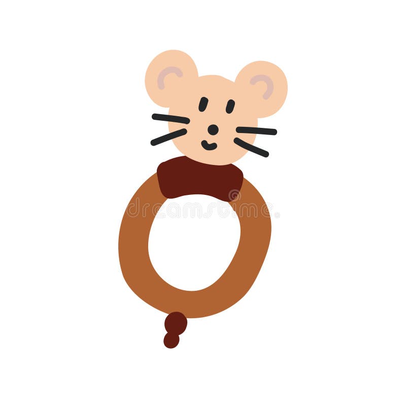 Baby wooden rattles mouse stock illustration