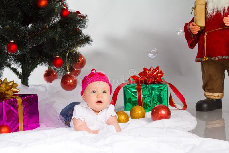 Baby with xmas decoration stock image. Image of holiday - 34096089