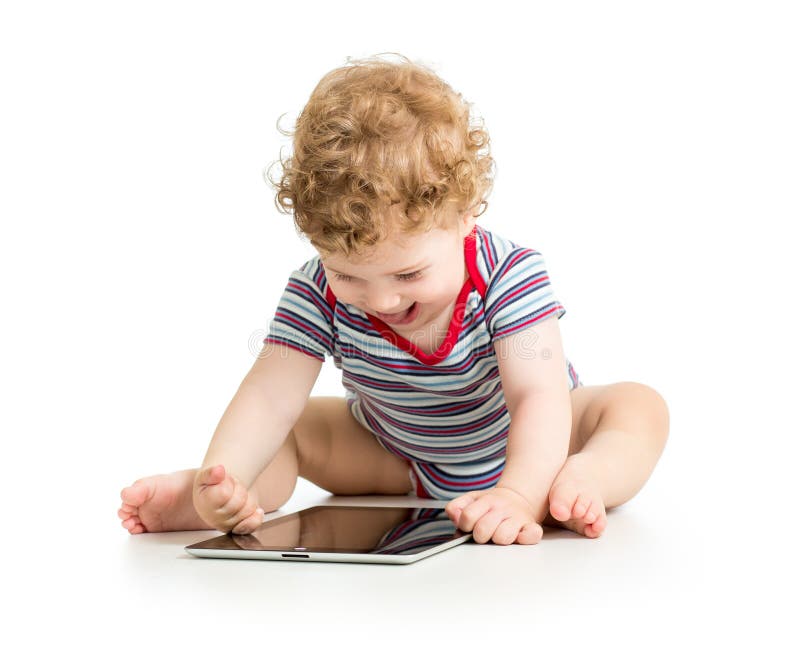 Babyjongen het spelen met digitale tablet stock afbeelding Babyjongen het spelen met digitale tablet stock afbeelding