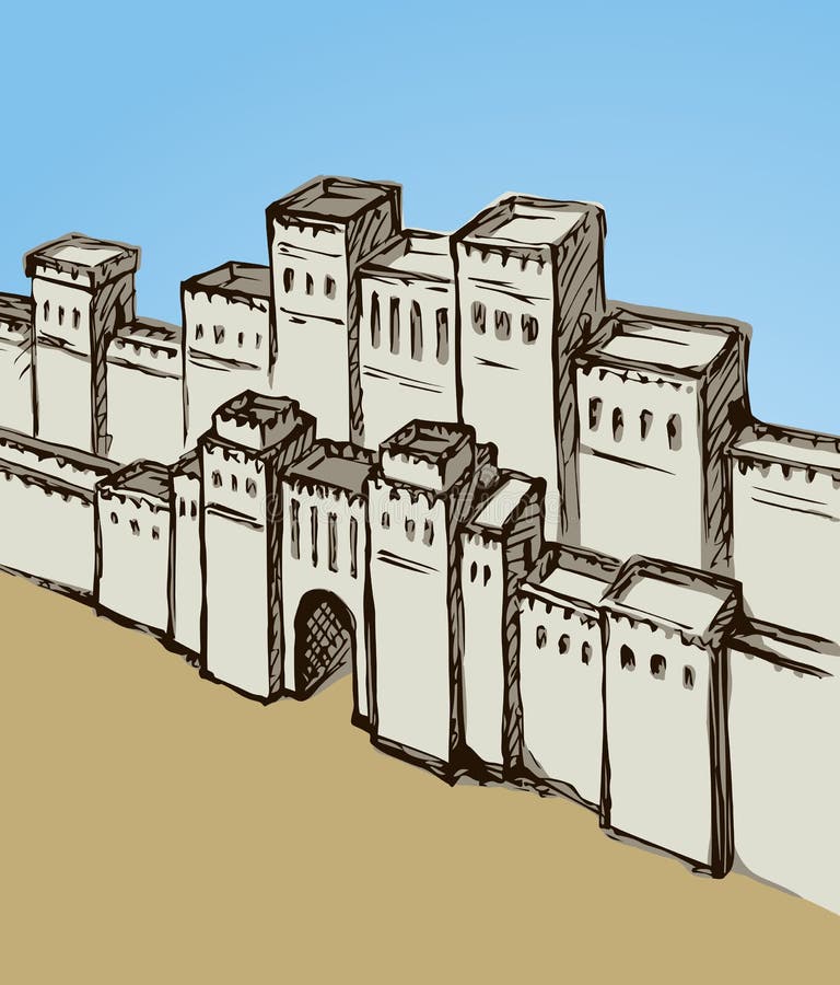 Babylonian Gate. Vector drawing scene