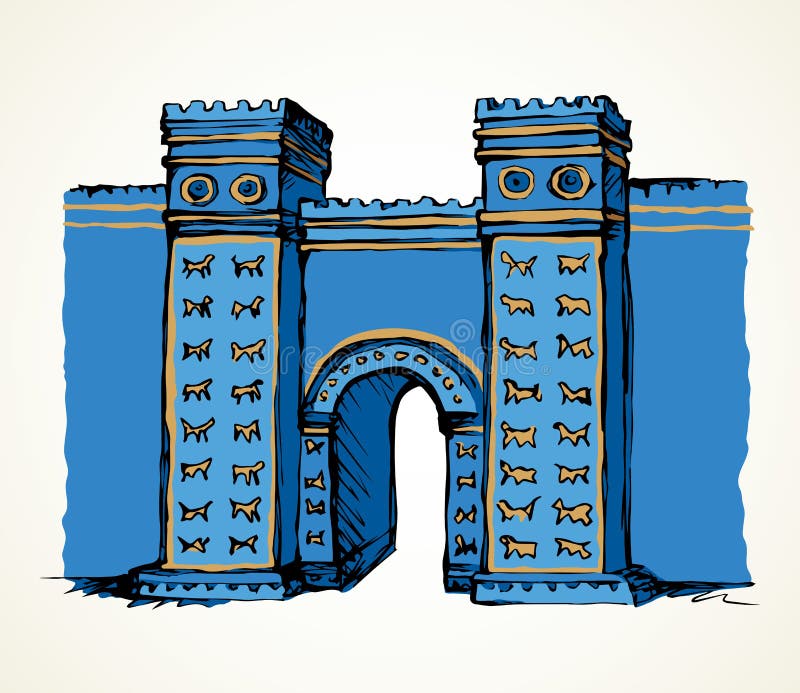 Babylonian Gate. Vector drawing scene