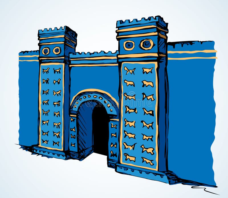 Babylonian Gate. Vector drawing scene