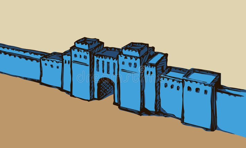 Babylonian Gate. Vector drawing scene