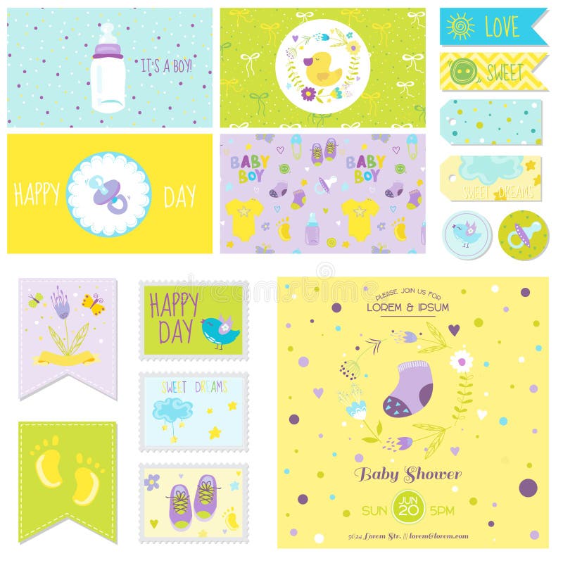 Babyparty-Little Boy-Satz stock abbildung Babyparty-Little Boy-Satz stock abbildung