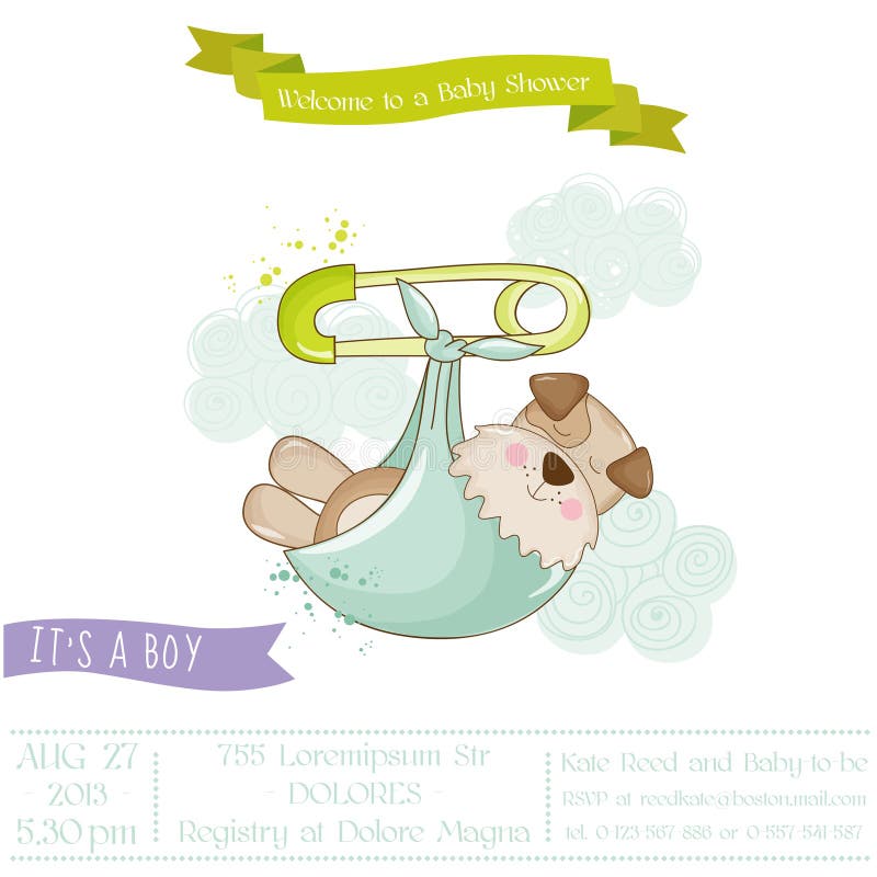 Babyparty Oder Ankunfts Karte Baby Hund Vektor Abbildung Illustration Von Hund Babyparty