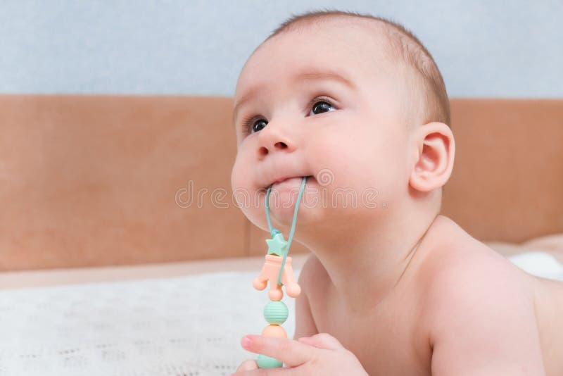 Babys Milk Teeth are Erupting, the Gums Itch Stock Photo - Image of