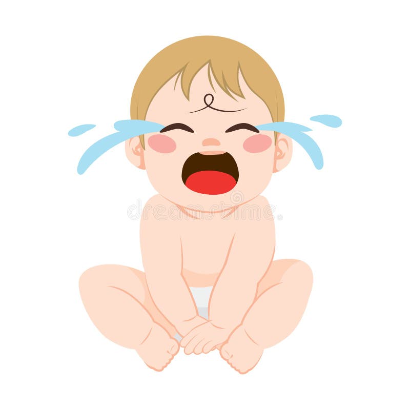 Cute little baby angry crying sitting sad desolated on white background. Cute little baby angry crying sitting sad desolated on white background