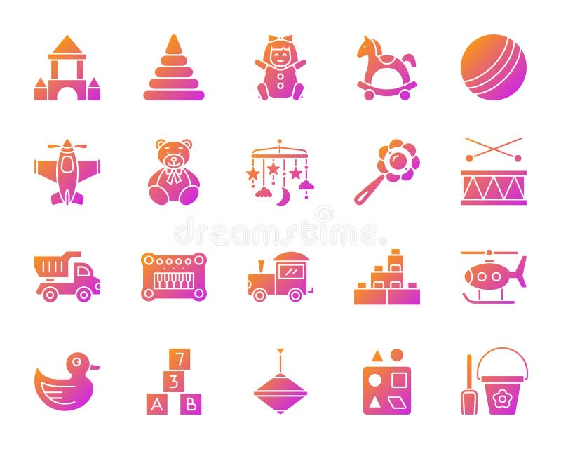 Babystuk speelgoed de eenvoudige vectorreeks van gradiëntpictogrammen royalty-vrije illustratie Babystuk speelgoed de eenvoudige vectorreeks van gradiëntpictogrammen royalty-vrije illustratie