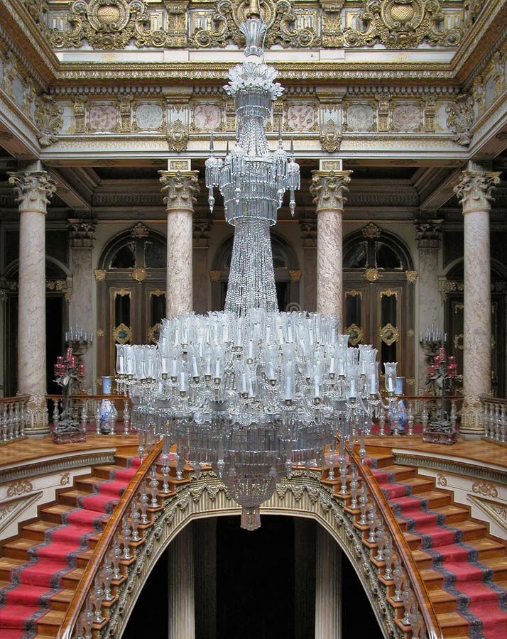 Baccarat chandelier in Dolmabahce Palace, Turkey royalty free stock photo Baccarat chandelier in Dolmabahce Palace, Turkey royalty free stock photo