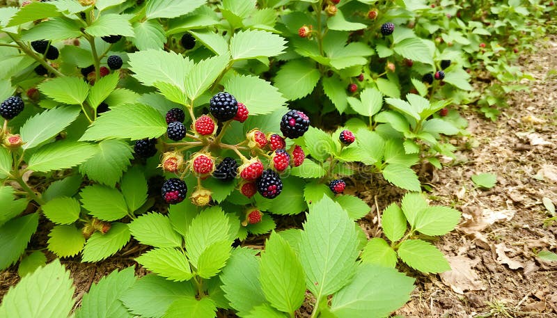 Bacche di rovo di frutti di bacche di orto freschi di rovo Natura Generativa AI illustrazione vettoriale