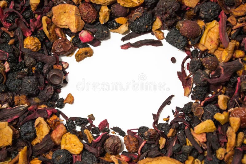 Bacche secche e frutti Tè della frutta Pezzi variopinti di frutta Vista superiore