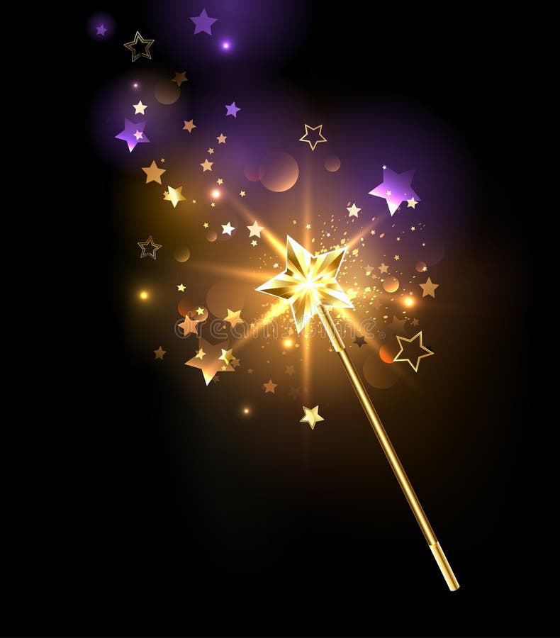 Bacchetta magica dorata illustrazione di stock Bacchetta magica dorata illustrazione di stock