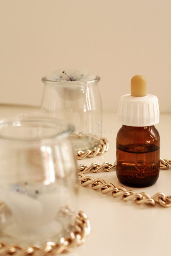 Bach flower mix bottle with clear jars stock image