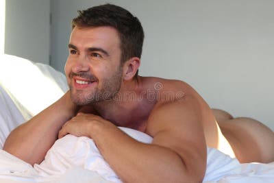 Bachelor Sleeping Naked in Bed Stock Image - Image of beautiful