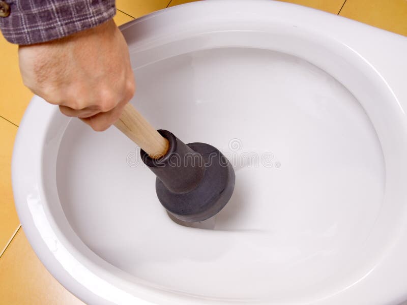 Cleaning toilet bowl with lavatorial bell. Cleaning toilet bowl with lavatorial bell