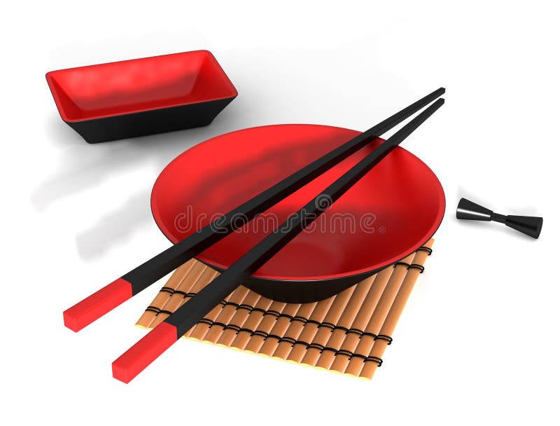 Bacia e chopstick (japoneses) ilustração royalty free Bacia e chopstick (japoneses) ilustração royalty free