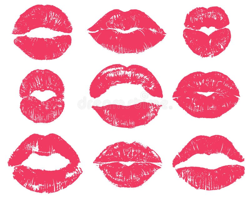 Bacio di Lipstick La donna sexy ha un'impronta rossa Femmina trafigge silhouette, l'amore scoreggia romantiche valentine isolate