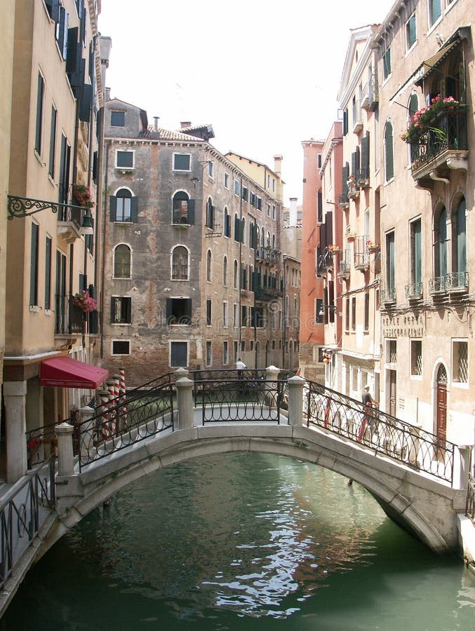 Back Alley and Pedestrian Bridge in Venice Italy Stock Image Image of white, windows 80763