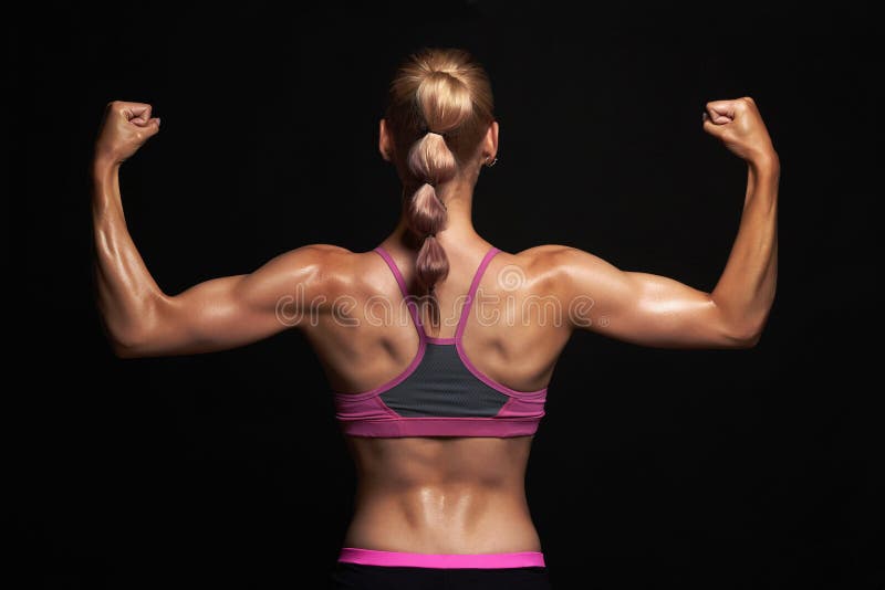 Woman muscular back stock image. Image of rear, female - 30062293