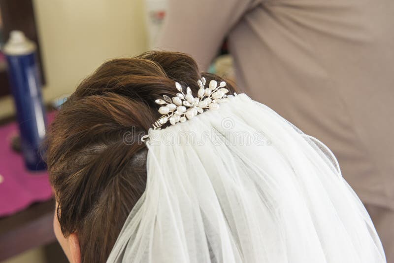 Back of Brides Head Showing Hair Piece Stock Image - Image of female,  marriage: 53372453