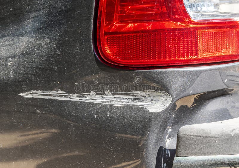 Back of car has scratches stock image. Image of safety 270133739