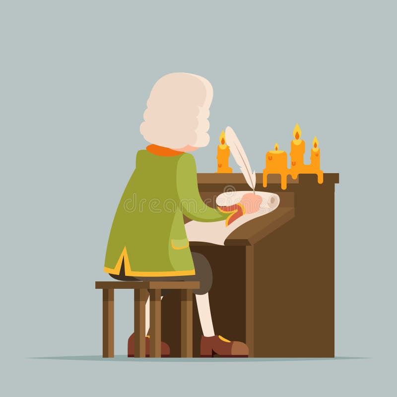 Back chronicler noble writer scribe playwright medieval aristocrat periwig pen music stand scroll candles mascot cartoon. Back chronicler noble writer scribe royalty free illustration Back chronicler noble writer scribe playwright medieval aristocrat periwig pen music stand scroll candles mascot cartoon. Back chronicler noble writer scribe royalty free illustration