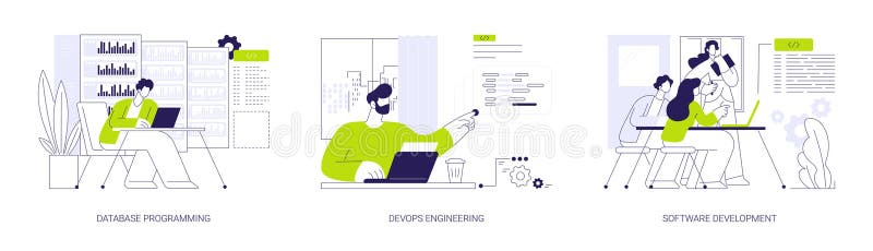 Back end development abstract concept vector illustrations. stock illustration