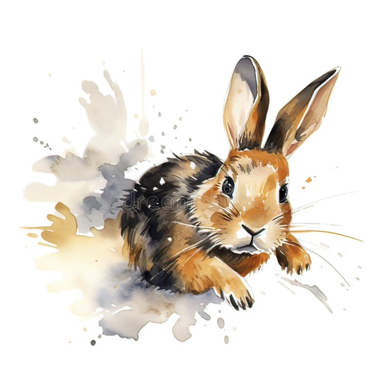 Back lined Rabbit is running on White Background royalty free illustration