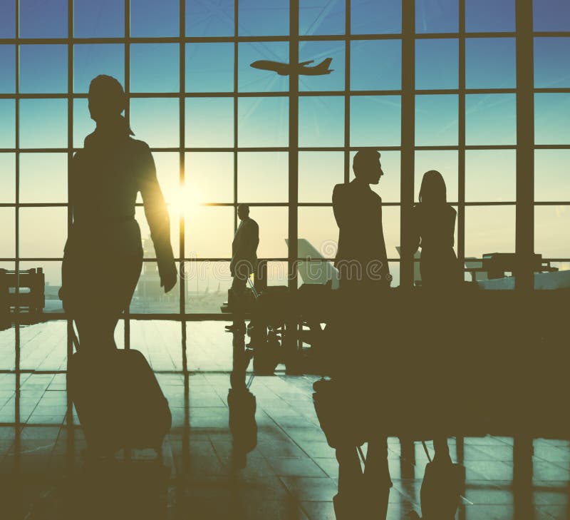 Back Lit Business People Traveling Airport Passenger Concept