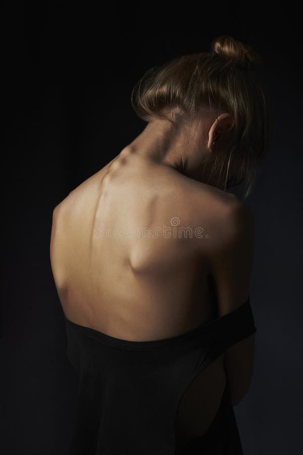 Back Naked Woman Young κορίτσι λυπημένο Στοκ Εικόνα - εικόνα από