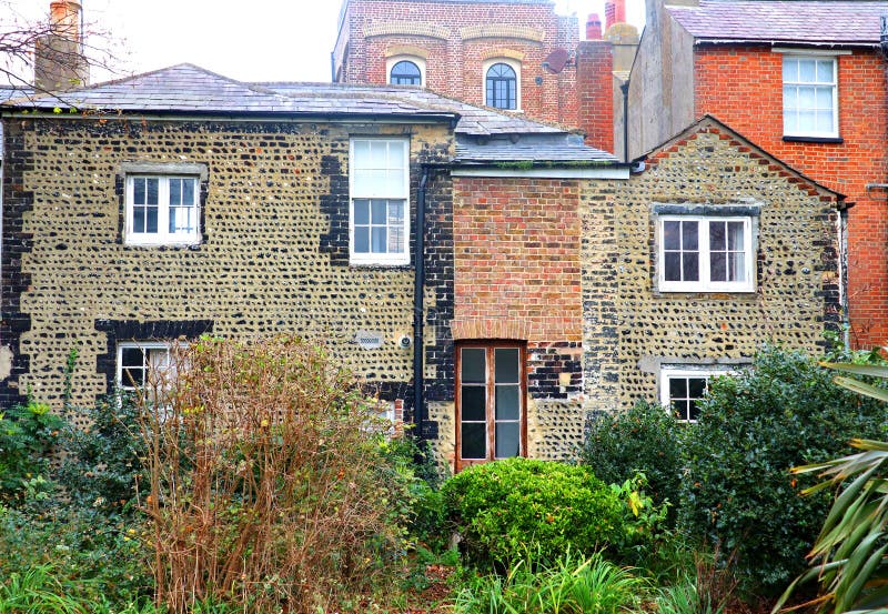 Back of house with hand made bricks royalty free stock image