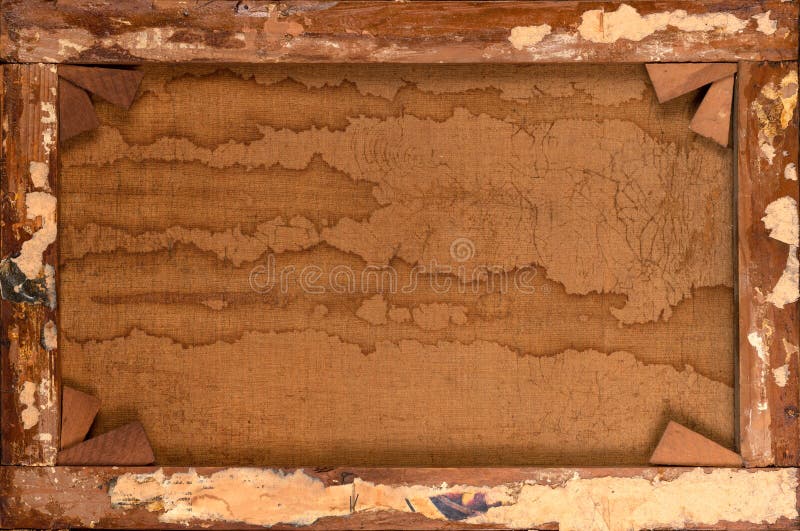 grond Vluchtig betrouwbaarheid Back of Old Painted Canvas in Wooden Frame Stock Photo - Image of frame,  crooked: 163239746