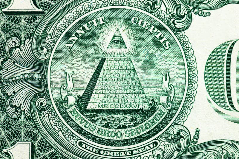 Backside of One US Dollar Bill. Details of the Pyramid. Stock Photo Image of coin, shot 219832480