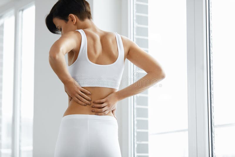 Back Pain. Closeup Of Woman Body With Pain In Back, Backache royalty free stock images Back Pain. Closeup Of Woman Body With Pain In Back, Backache royalty free stock images