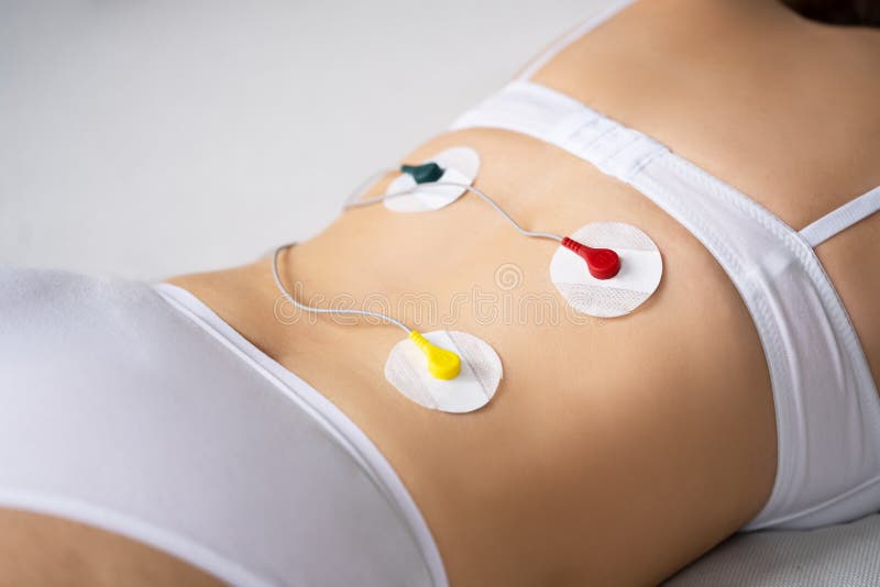 Back Pain Electrode Stimulation and Training Stock Photo Image of